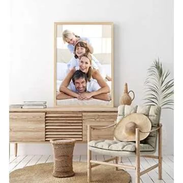 Yaetm 16x24 Picture Frame Set of 2, Natural Solid Oak Wood Poster Frame 16x24 for Wall Gallery, Horizontal and Vertical Wall Mount (2 pack, Oak)