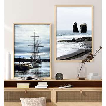 Yaetm 16x24 Picture Frame Set of 2, Natural Solid Oak Wood Poster Frame 16x24 for Wall Gallery, Horizontal and Vertical Wall Mount (2 pack, Oak)