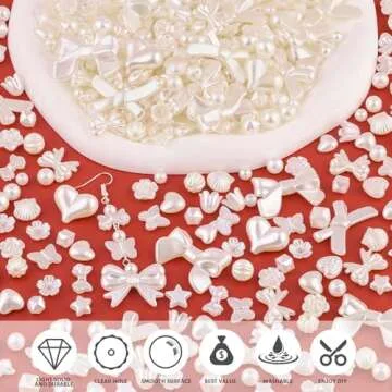 270-320CS Mix Assorted ABS Imitation Pearl Beads for Bracelet Making, Flower Bow Butterfly Star Heart Kawaii Aesthetic Acrylic Beads,Cute Beads for Jewelry Making DIY Necklace Keychain Phone Charms