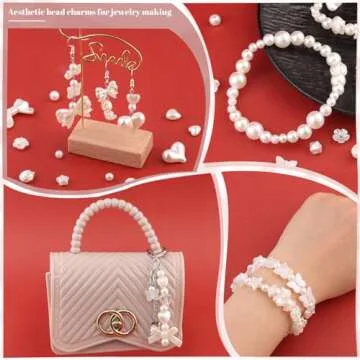 270-320CS Mix Assorted ABS Imitation Pearl Beads for Bracelet Making, Flower Bow Butterfly Star Heart Kawaii Aesthetic Acrylic Beads,Cute Beads for Jewelry Making DIY Necklace Keychain Phone Charms