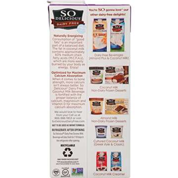 So Delicious Dairy Free Shelf-Stable Coconutmilk, Unsweetened, Vanilla, Vegan, Non-GMO Project Verif...