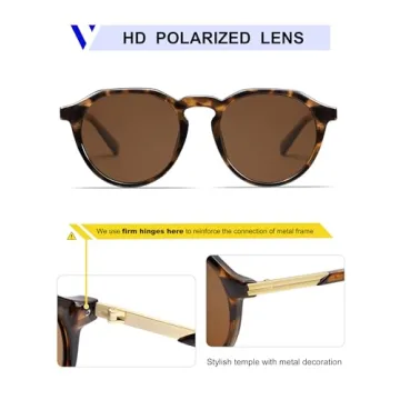 VANLINKER Round Polygon Polarized Sunglasses Unisex