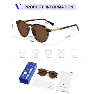 VANLINKER Round Polygon Polarized Sunglasses Unisex