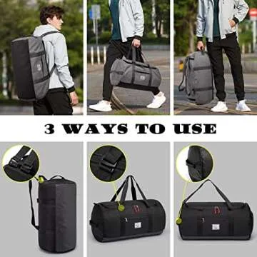 Lyweem 60L Duffle Bag for Men Travel Duffel Bag Large Size for Women Weekender Overnight with Shoes Compartment Multifunctional Gym Bags, Black