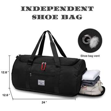 Lyweem 60L Duffle Bag for Men Travel Duffel Bag Large Size for Women Weekender Overnight with Shoes Compartment Multifunctional Gym Bags, Black