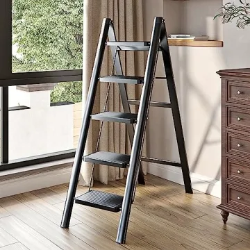 JOISCOPE 5 Step Ladder Foldable Space-Saving 600lbs