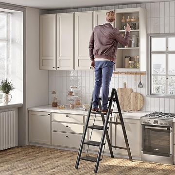 JOISCOPE 5 Step Ladder Foldable Space-Saving 600lbs