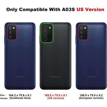 for Samsung Galaxy A03s Phone Case: Shockproof Silicone Slim Covers Hybrid Pretty Protective Cell Ca...