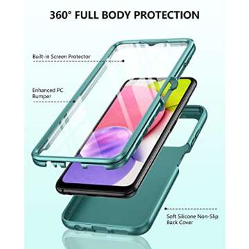 for Samsung Galaxy A03s Phone Case: Shockproof Silicone Slim Covers Hybrid Pretty Protective Cell Cases - Durable TPU Dual Layer Drop-Proof Girl, Boys Cute Cover (Forest Green)