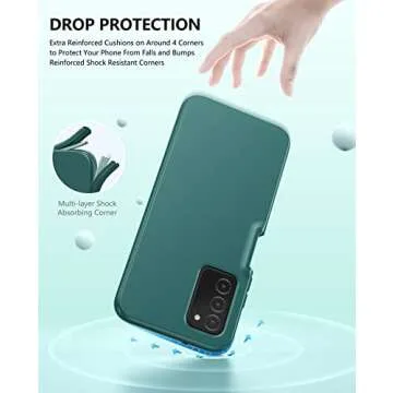 for Samsung Galaxy A03s Phone Case: Shockproof Silicone Slim Covers Hybrid Pretty Protective Cell Cases - Durable TPU Dual Layer Drop-Proof Girl, Boys Cute Cover (Forest Green)