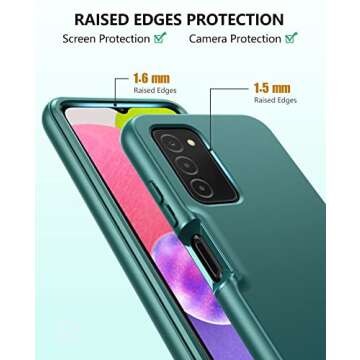 for Samsung Galaxy A03s Phone Case: Shockproof Silicone Slim Covers Hybrid Pretty Protective Cell Cases - Durable TPU Dual Layer Drop-Proof Girl, Boys Cute Cover (Forest Green)