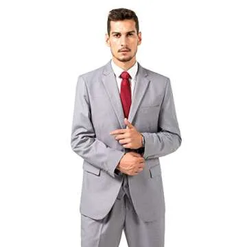 Yanlu Grey Men Suits - Business Formal 3 Piece Blazer Vest Pant Set