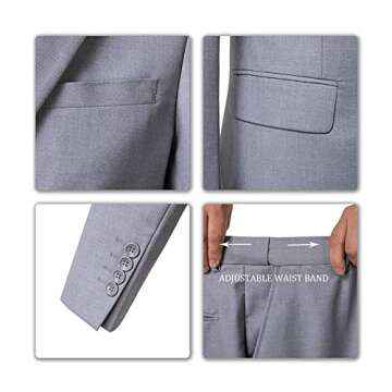 Yanlu Men's Grey Suit - Versatile 3 Piece Blazer Set for Events