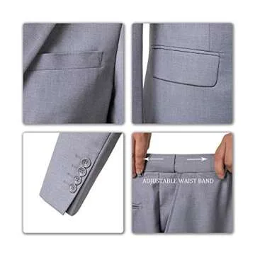 Yanlu Men's Grey Suit - Versatile 3 Piece Blazer Set for Events