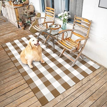 LEEVAN Cotton Buffalo Plaid Rug - Stylish & Durable 4x6