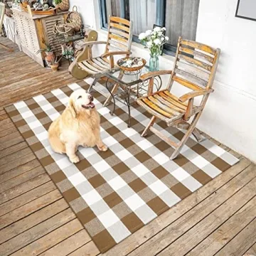 LEEVAN Cotton Buffalo Plaid Rug - Stylish & Durable 4x6
