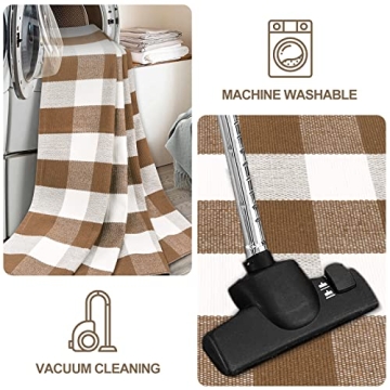 LEEVAN Cotton Buffalo Plaid Rug - Stylish & Durable 4x6