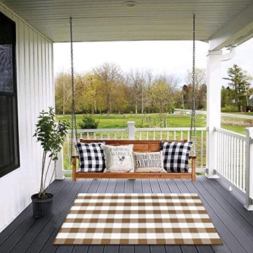 LEEVAN Cotton Buffalo Plaid Rug - Stylish & Durable 4x6