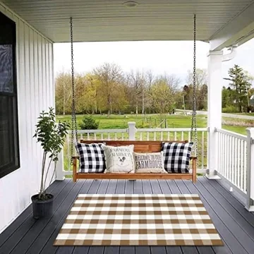 LEEVAN Cotton Buffalo Plaid Rug - Stylish & Durable 4x6