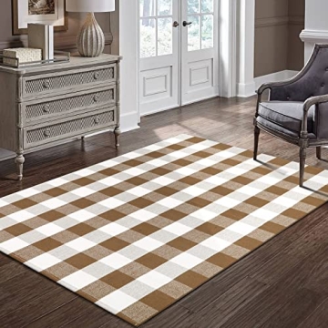 LEEVAN Cotton Buffalo Plaid Rug - Stylish & Durable 4x6