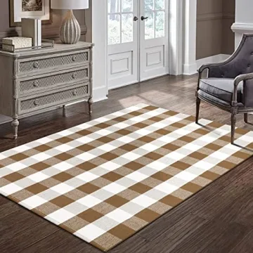 LEEVAN Cotton Buffalo Plaid Rug - Stylish & Durable 4x6