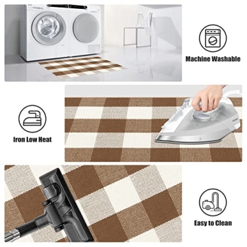 LEEVAN Cotton Buffalo Plaid Rug - Stylish & Durable 4x6