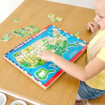 Melissa & Doug USA Map Sound Puzzle - Wooden Puzzle With Sound Effects (40 pcs), Multicolor - States...