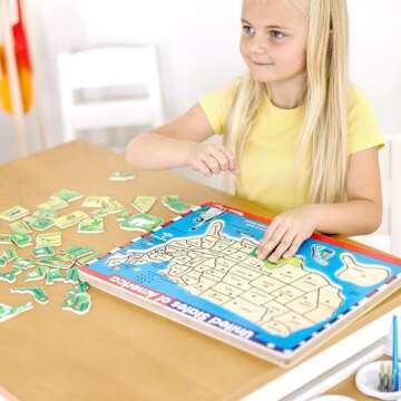 Melissa & Doug USA Map Sound Puzzle - Wooden Puzzle With Sound Effects (40 pcs), Multicolor - States And Capitals Map Puzzle, Educational Toy, Geography For Kids Ages 5+