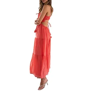 Multitrust Y2K Spaghetti Strappy Maxi Dress for Women