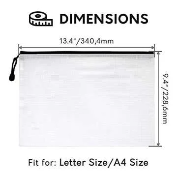 A4 Document Holder with Zipper (15 Pack) – Large Stylish Multipurpose Organizer Folder for School Supplies, Business Papers, Files and More - Clear Mesh Weatherproof Protection Storage Sheet