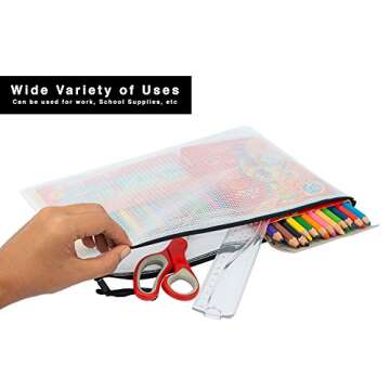 A4 Document Holder with Zipper (15 Pack) – Large Stylish Multipurpose Organizer Folder for School Supplies, Business Papers, Files and More - Clear Mesh Weatherproof Protection Storage Sheet