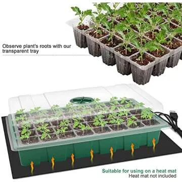 MIXC Seedling Trays Seed Starter Tray, 5-Pack Mini Propagator Plant Greenhouse Grow Kit with Humidity Vented Domes and Base for Seeds' Starting (40 Cells Per Tray, Total 200 Cells), Green