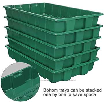 MIXC Seedling Trays Seed Starter Tray, 5-Pack Mini Propagator Plant Greenhouse Grow Kit with Humidity Vented Domes and Base for Seeds' Starting (40 Cells Per Tray, Total 200 Cells), Green