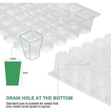 MIXC Seedling Trays Seed Starter Tray, 5-Pack Mini Propagator Plant Greenhouse Grow Kit with Humidity Vented Domes and Base for Seeds' Starting (40 Cells Per Tray, Total 200 Cells), Green