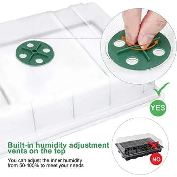 MIXC Seedling Trays Seed Starter Tray, 5-Pack Mini Propagator Plant Greenhouse Grow Kit with Humidity Vented Domes and Base for Seeds' Starting (40 Cells Per Tray, Total 200 Cells), Green