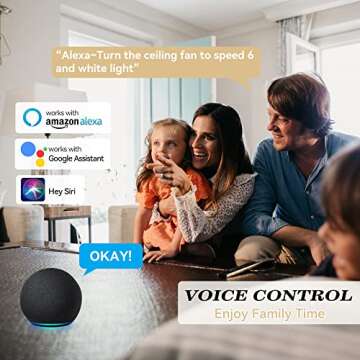 SMAAIR 52 Inch Smart Ceiling Fans with Lights and Remote, 10-Speed Reversible DC Motor Works with Re...