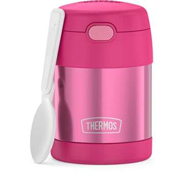THERMOS FUNTAINER 10 Ounce Stainless Steel Vacuum Insulated Kids Food Jar Bundle with Folding Spoons