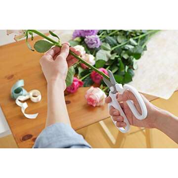 Japanese Flowers and Herbs Scissors, White
