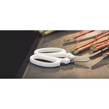 Japanese Flowers and Herbs Scissors, White