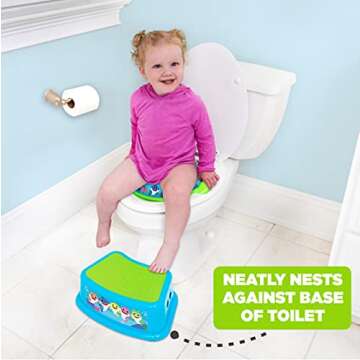 PinkFong Baby Shark Bathroom Step Stool for Kids Using The Toilet and Sink - Kids Step Stool, Potty Training, Non-Slip, Bathroom, Kitchen, Lightweight