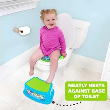 PinkFong Baby Shark Bathroom Step Stool for Kids Using The Toilet and Sink - Kids Step Stool, Potty Training, Non-Slip, Bathroom, Kitchen, Lightweight