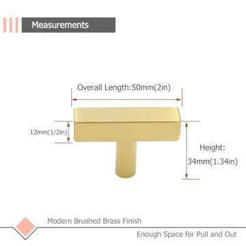 LONTAN 10 Pack Kitchen Cabinet Knobs Brushed Gold Knobs Modern Bathroom Hardware Stainless Steel Cab...