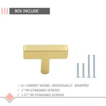 LONTAN 10 Pack Kitchen Cabinet Knobs Brushed Gold Knobs Modern Bathroom Hardware Stainless Steel Cabinet Handles for Dresser Drawers