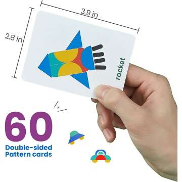 LIKEE Wooden Pattern Blocks for Toddlers - 36 Shapes