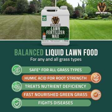 PetraTools Liquid Fertilizer, 16-4-8 Lawn Fertilizer, Liquid Lawn Fertilizer Concentrate & Grass Fertilizer For All Grass Types, Liquid Lawn NPK With Nitrogen Fertilizer Lawn Food Max Strength (1 Gal)