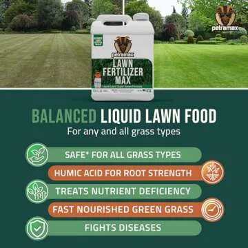 PetraTools Liquid Fertilizer, 16-4-8 Lawn Fertilizer, Liquid Lawn Fertilizer Concentrate & Grass Fertilizer For All Grass Types, Liquid Lawn NPK With Nitrogen Fertilizer Lawn Food Max Strength (1 Gal)
