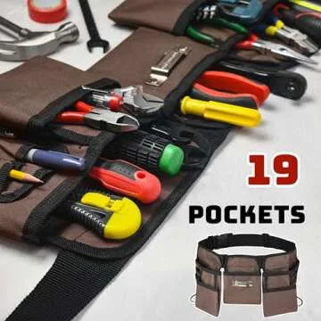 Durable 19 Pocket Heavy Duty Work Belt for Pros and DIYers