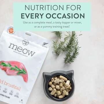 The New Zealand Natural Pet Food Co. Meow Freeze Dried Cat Food - Wild Brushtail Recipe, High Protein Cat Treats, Meals & Toppers,Dry Cat Food,1.76 oz