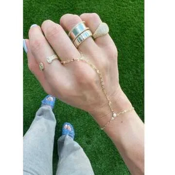 Long tiantian Hand Chain Bracelet Ring Bracelet Hand Chain Gold Bracelets for Women Gifts for Christmas Silver Hand Chain Jewelry for Women Trendy Stocking Stuffers