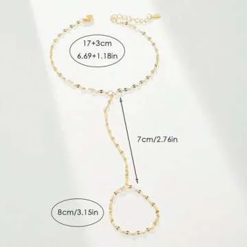 Long tiantian Hand Chain Bracelet Ring Bracelet Hand Chain Gold Bracelets for Women Gifts for Christmas Silver Hand Chain Jewelry for Women Trendy Stocking Stuffers